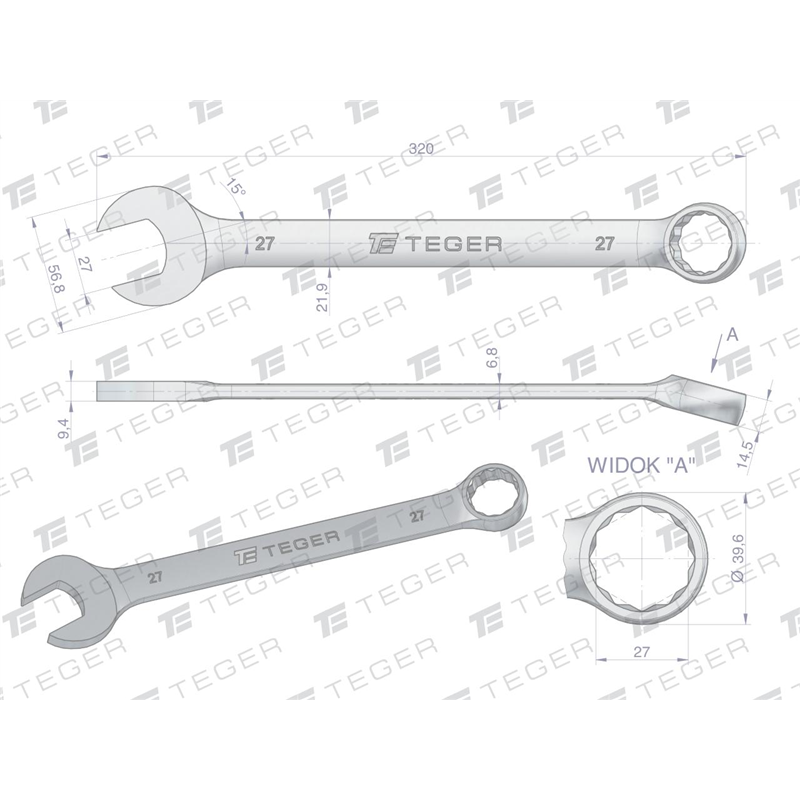 Klucz płasko-oczkowy 27 mm / TEGER-347466303
