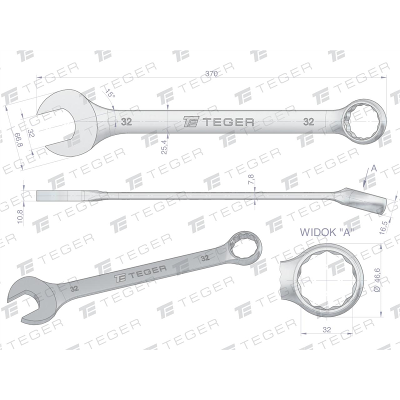 Klucz płasko-oczkowy 32 mm / TEGER-347466315