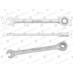 Klucz płasko-oczkowy z grzechotką 10 mm / TEGER-347468300