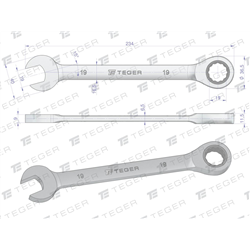 Klucz płasko-oczkowy z grzechotką 19 mm / TEGER-347468327