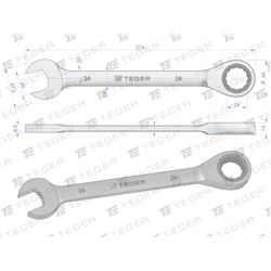 Klucz płasko-oczkowy z grzechotką 24 mm / TEGER-347896670