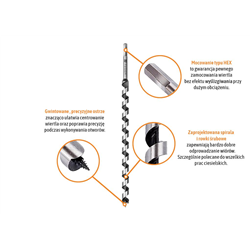 Wiertło do drewna kręte - świder 16x600 mm / TEGER-347468654