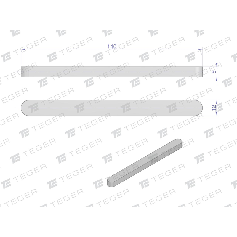 Wpust pryzmatyczny 12x8x140 TEGER, (sprzedawane po 10)-347907524