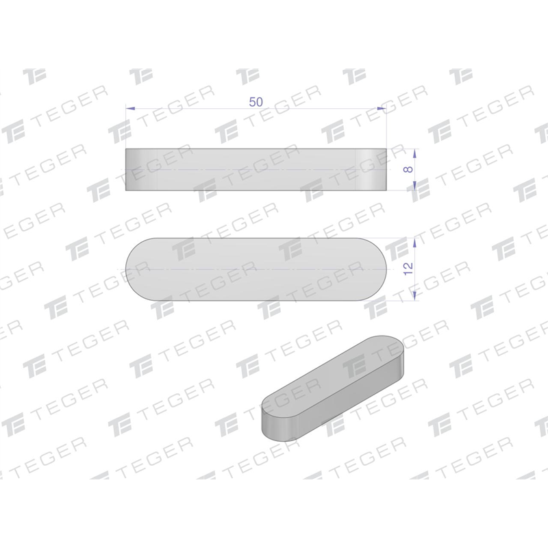 Wpust pryzmatyczny 12x8x50 TEGER, (sprzedawane po 10)-347479097