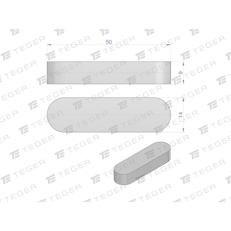 Wpust pryzmatyczny 14x9x50 TEGER, (sprzedawane po 10)-347907544