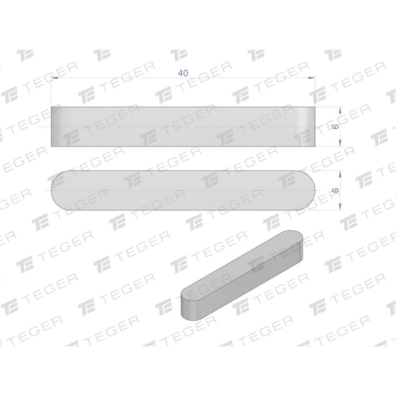 Wpust pryzmatyczny 6x6x40 TEGER, (sprzedawane po 10)-347907618
