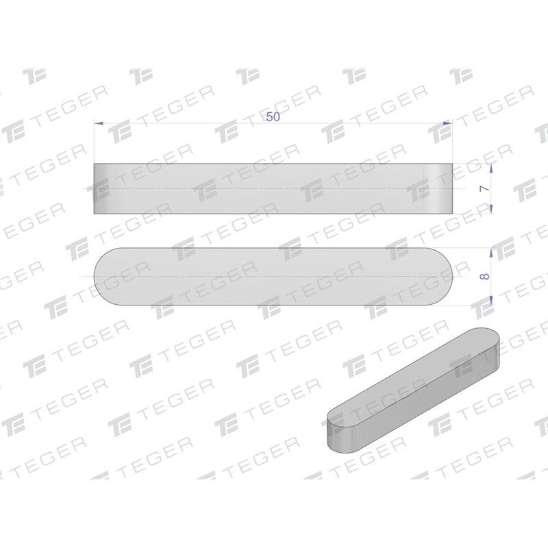 Wpust pryzmatyczny 8x7x50 TEGER, (sprzedawane po 10)-347907640