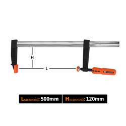 Ścisk stolarski śrubowy, TYP F  120x500 mm, Teger-347476816