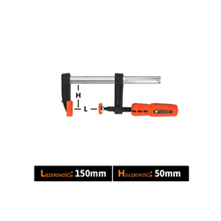 Ścisk stolarski śrubowy, TYP F  50x150 mm, Teger-347476813