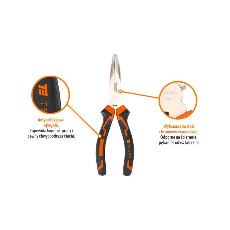 Szczypce wydłużone  - odgięte 160 mm / TEGER-347903041