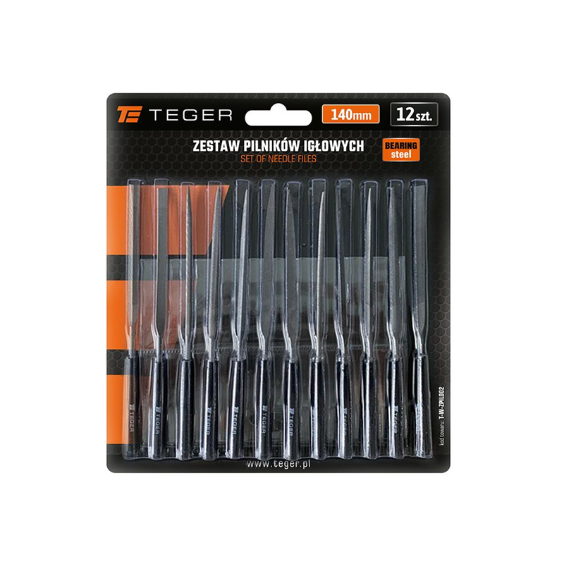 Zestaw pilników igłowych, 140mm 12 szt, Teger-347479606