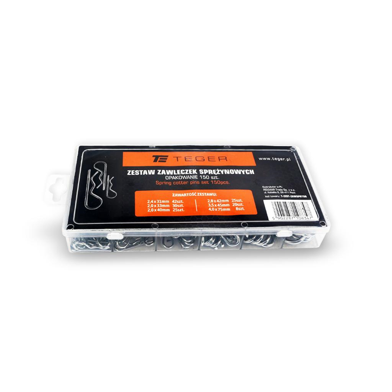 Zestaw zawleczek sprężynowych 150szt. TEGER-347900668