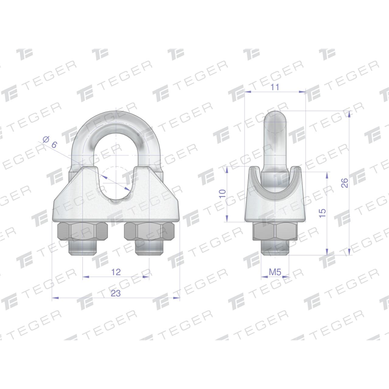 Zacisk linki stalowej 6mm TEGER, (sprzedawane po 10)-347769111