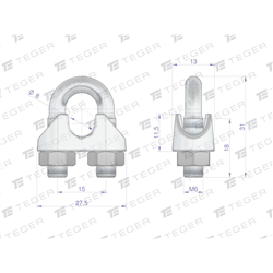 Zacisk linki stalowej 8mm TEGER, (sprzedawane po 10)-347769115