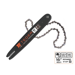 Zestaw tnący, 16" (40 cm) prowadnica + łańcuch, 3/8", 1,3 mm, 55 og., 9z, moc. G, Teger-347909098