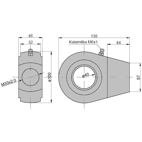 Ucho siłownika KT2.80 (UE2.80) łożysko GE40-347444602