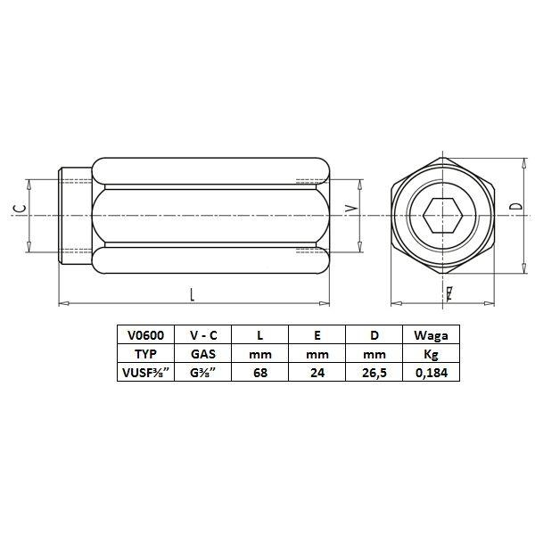 Zawór zwrotny VU 3/8" przepustowość 45L-347443252