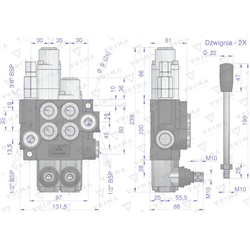 Rozdzielacz hydrauliczny 2-sekcyjny 40L (1-sekcja pływająca)  VOIMA-347902670