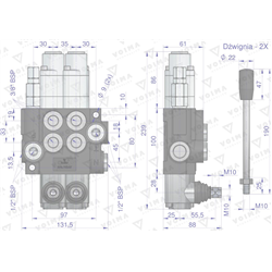 Rozdzielacz hydrauliczny 2-sekcyjny 40L (2 sekcje - pływające) VOIMA-347902678