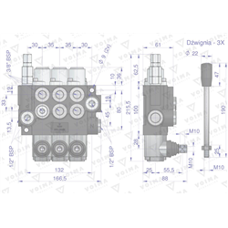 Rozdzielacz hydrauliczny 3-sekcyjny 40L (1-sekcja nurnikowa) VOIMA-347902698