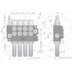 Rozdzielacz hydrauliczny 4-sekcyjny 40L sterowany na linkę VOIMA-347474355