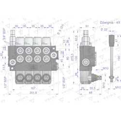 Rozdzielacz hydrauliczny 4-sekcyjny 40L (4-sekcje z zatrzaskiem) VOIMA-347474371