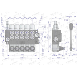 Rozdzielacz hydrauliczny 5-sekcyjny 40L VOIMA-347474194