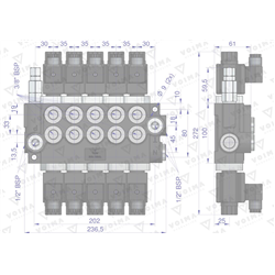 Rozdzielacz hydrauliczny 5-sekcyjny sterowany elektrycznie 12V 40L VOIMA-347475832