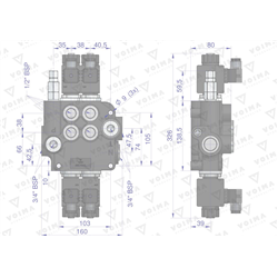 Rozdzielacz hydrauliczny 2-sekcyjny sterowany elektrycznie 12V 80L VOIMA-347475847