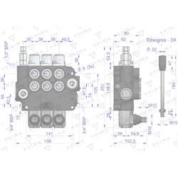Rozdzielacz hydrauliczny 3-sekcyjny 80L VOIMA-347474238