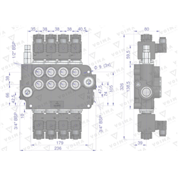 Rozdzielacz hydrauliczny 4-sekcyjny sterowany elektrycznie 12V 80L VOIMA-347475859