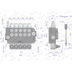 Rozdzielacz hydrauliczny 5-sekcyjny 80L VOIMA-347902613