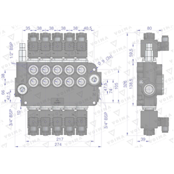 Rozdzielacz hydrauliczny 5-sekcyjny sterowany elektrycznie 12V 80L VOIMA-347475861