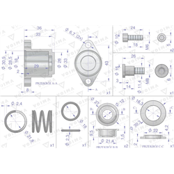Kołpak rozdzielacza hydraulicznego dolny kompletny 80L VOIMA-347904158