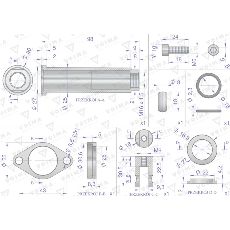 Zestaw (kit) do rozdzielacza hydraulicznego 80L - mocowanie linki VOIMA-347904239
