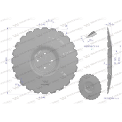 Talerz, uzębiony Z-24 fi 460 mocowanie 4/98 grubość 3,5 mm przetłoczony stal borowa, Unia Ares 1680130040, Waryński-347908831