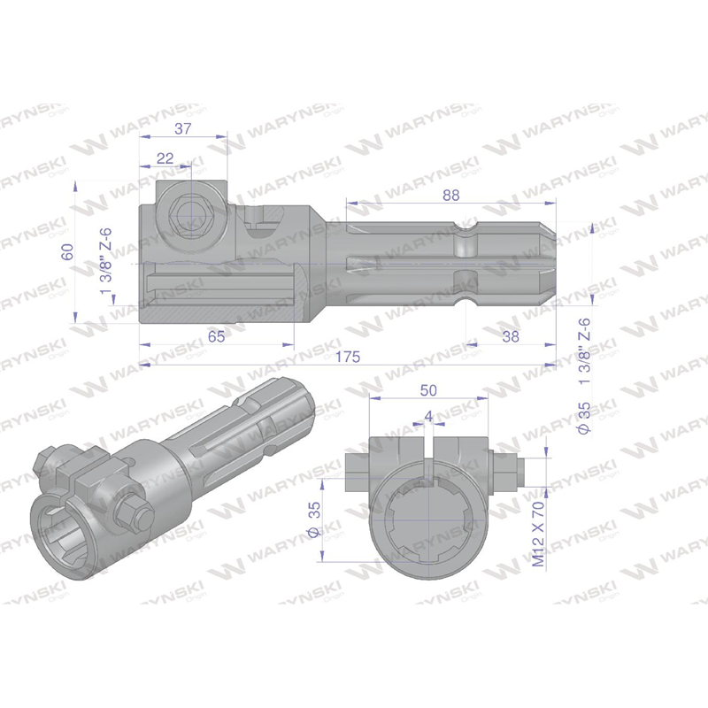 Redukcja adapter na śrubę 1 3/8" 6 wpustów na wałek 1 3/8" 6 wpustów WARYŃSKI-347449710