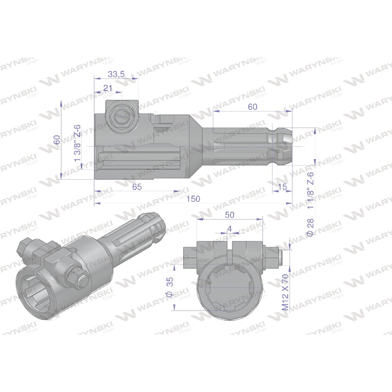 Redukcja adapter na śrubę 1 3/8" 6 wpustów na wałek 1 1/8" 6 wpustów WARYŃSKI-347449714