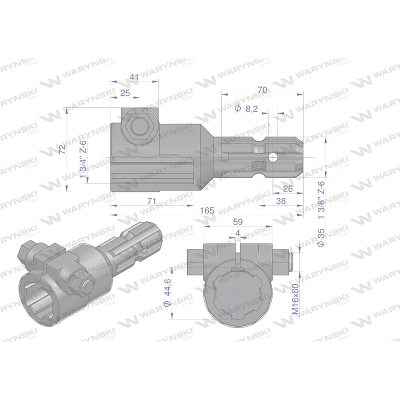Redukcja adapter na śrubę 1 3/4" 6 wpustów na wałek 1 3/8" 6 wpustów WARYŃSKI-347449730