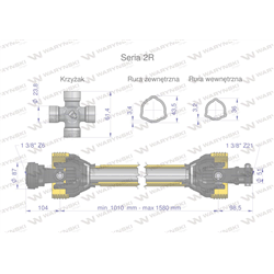 Wał przegubowo-teleskopowy 1010-1580mm 270Nm widłak Z21 skręcany na śrubę 40270 CE 2020 seria 2R WARYŃSKI-347464130