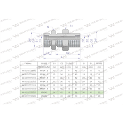 Złączka hydrauliczna metryczna grodziowa BB M30x2 22L z przeciwnakrętką (XSV) Waryński-347459946