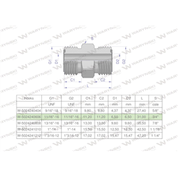 Złączka hydrauliczna calowa BB 11/16" ORFS (UNF) Waryński ( sprzedawane po 2 )-347461119