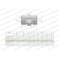 Złączka hydrauliczna calowa BB 13/16" ORFS (UNF) Waryński ( sprzedawane po 2 )-347889451
