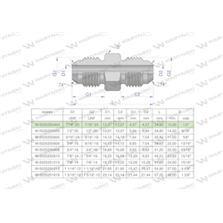 Złączka hydrauliczna calowa BB 7/16" UNF (JIC) Waryński ( sprzedawane po 2 )-347461143