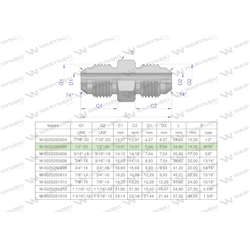 Złączka hydrauliczna calowa BB 1/2" UNF (JIC) Waryński ( sprzedawane po 2 )-347889475