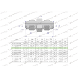 Złączka hydrauliczna calowa BB 9/16" UNF (JIC) Waryński ( sprzedawane po 2 )-347889481