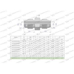 Złączka hydrauliczna calowa BB 1 5/16" UNF (JIC) Waryński-347889505