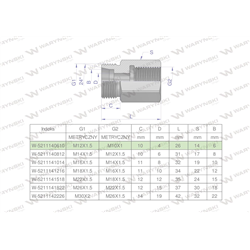 Tulejka różnicowa hydrauliczna metryczna AB M12x1.5 06L GZ x M10x1 GW Waryński ( sprzedawane po 2 )-347888919