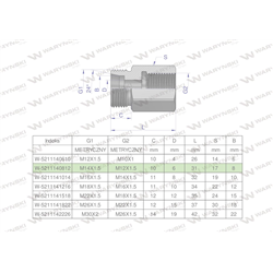Tulejka różnicowa hydrauliczna metryczna AB M14x1.5 08L GZ x M12x1.5 GW Waryński ( sprzedawane po 2 )-347460598