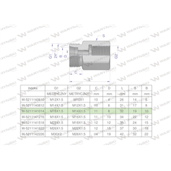 Tulejka różnicowa hydrauliczna metryczna AB M16x1.5 10L GZ x M14x1.5 GW Waryński ( sprzedawane po 2 )-347888929